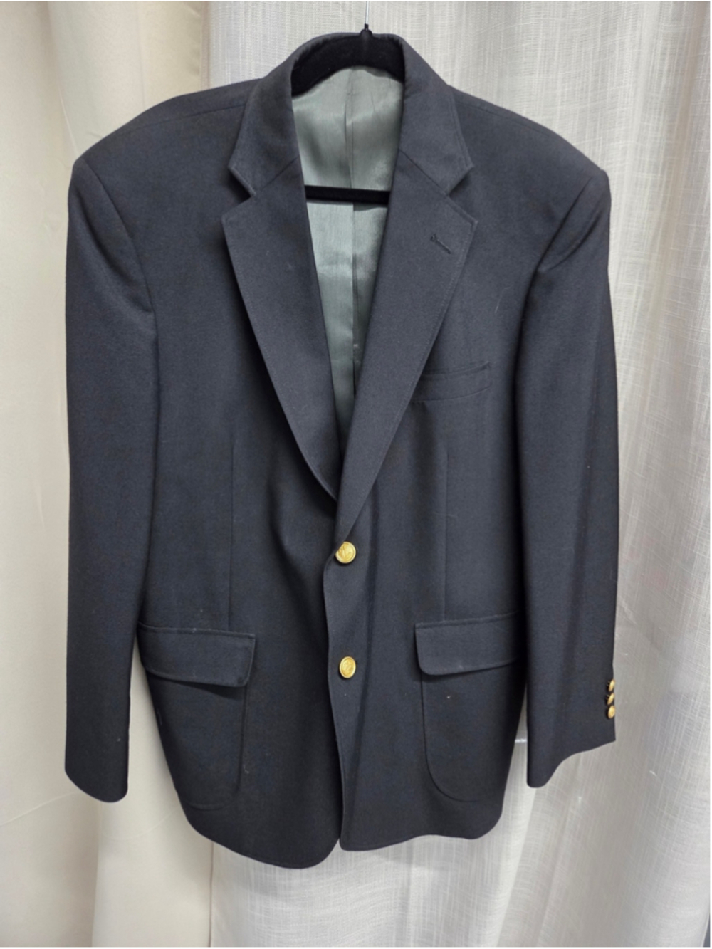 Vtg David Taylor Navy Blazer Gold Buttons Wool Blend Size 40R